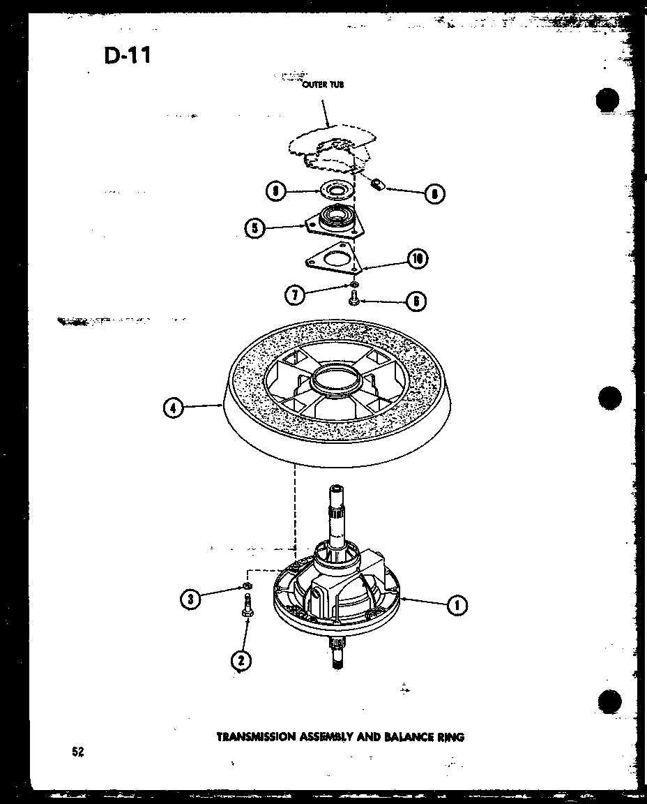 Amana TAA400/P75751-2W transmission assembly and balance ring (taa400/p75751-5w) (taa600/p75751-6w) (taa800/p75751-7w) (taa400/p75751-2w) (taa600/p75751-1w) (taa800/p75751-3w) diagram
