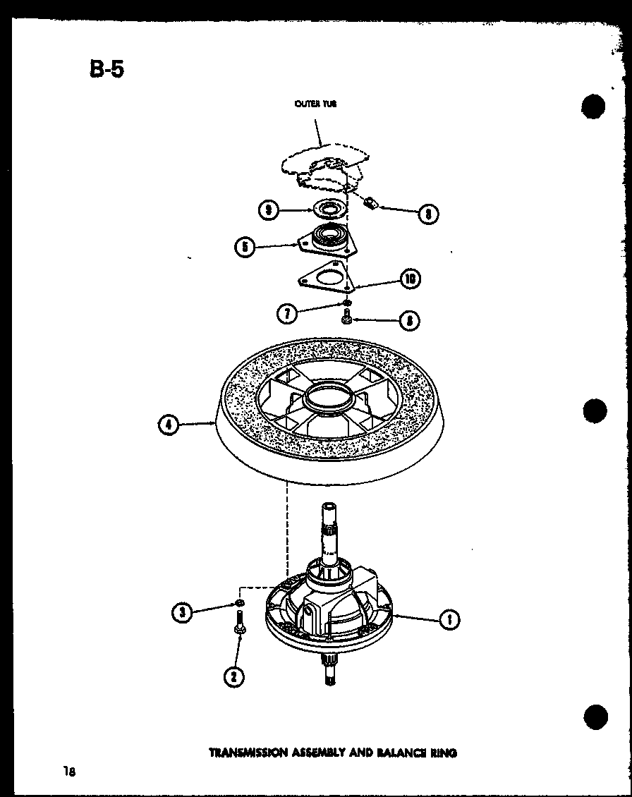 Amana TAA200/P75751-13W transmission assembly and balance ring (taa200/p75751-13w) diagram