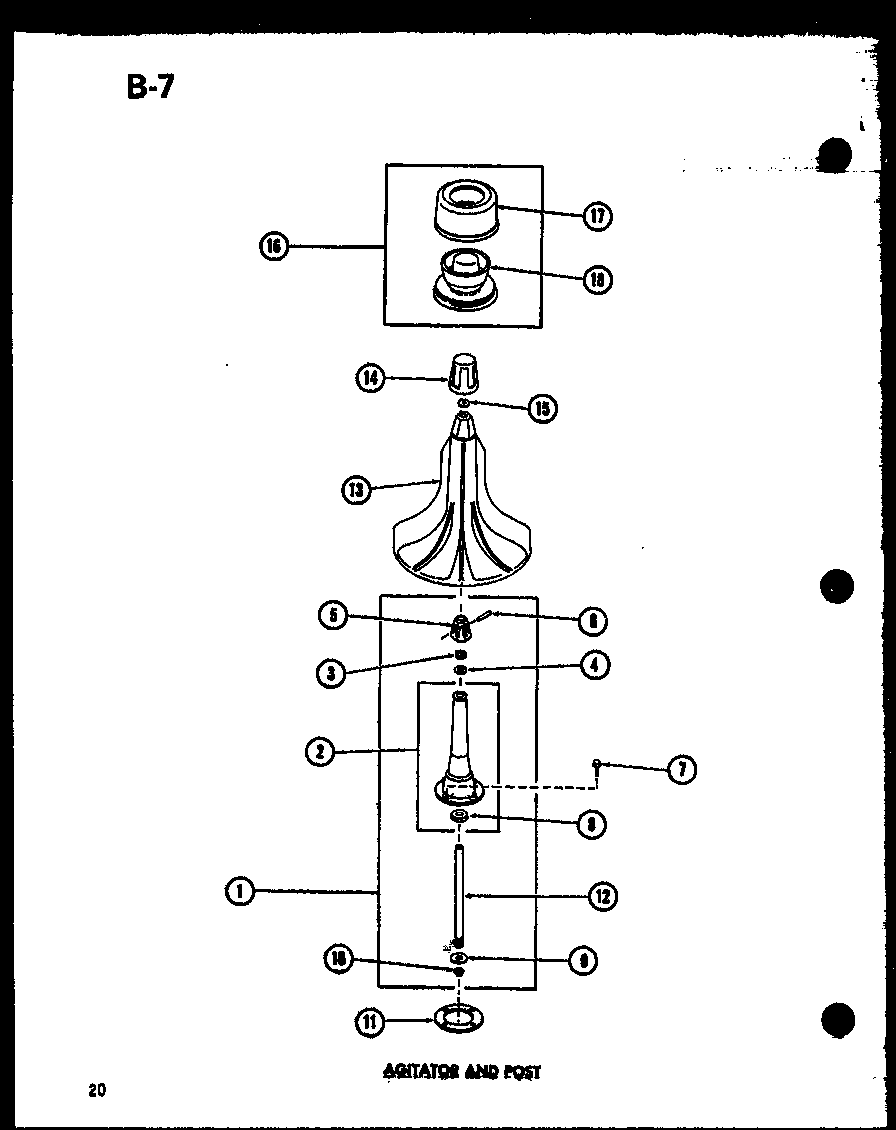 Amana TAA200/P75751-13W agitator and post (taa200/p75751-13w) diagram
