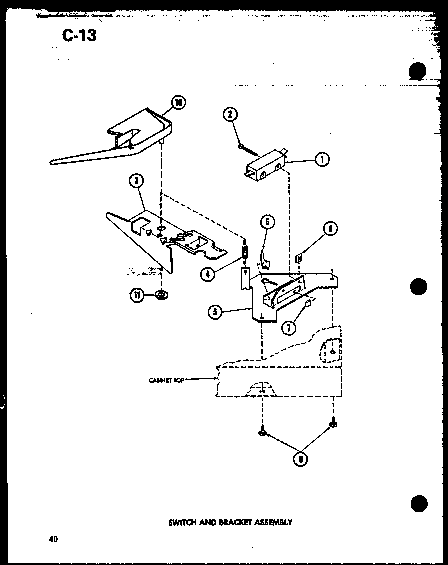 Amana TAA200/P75751-13W switch and bracket assembly (taa400/p75751-15w) (taa600/p75751-16w) (taa800/p75751-17w) diagram