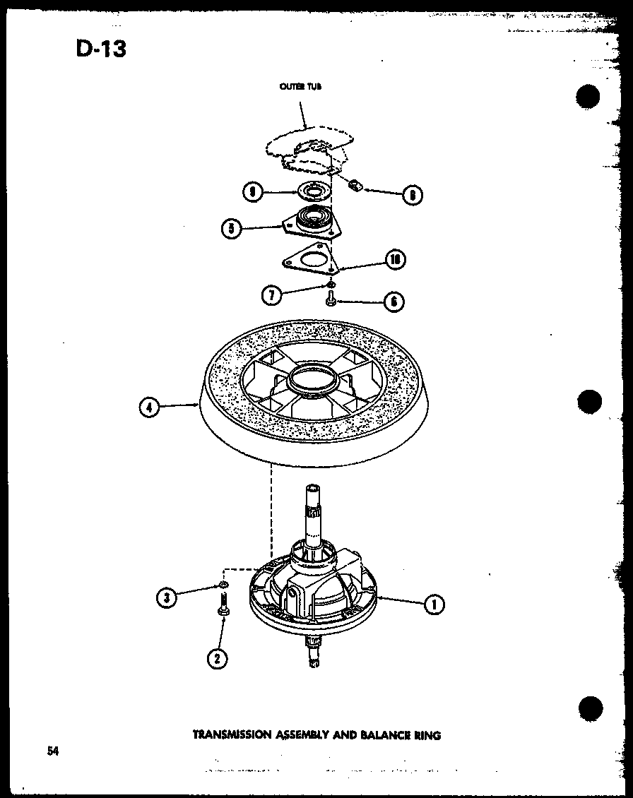 Amana TAA200/P75751-13W transmission assembly and balance ring (taa400/p75751-15w) (taa600/p75751-16w) (taa800/p75751-17w) diagram