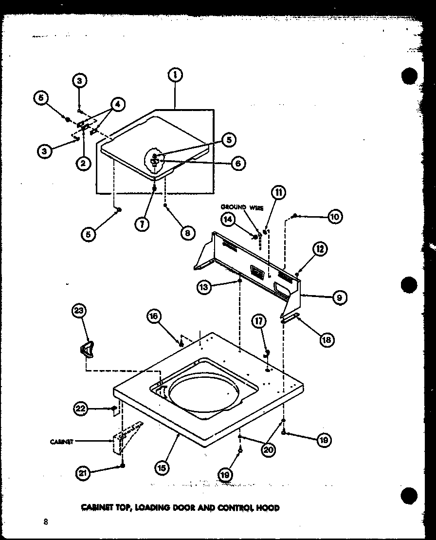 Amana TAA800/P77040-5W cabinet top (taa300/p77040-1w) diagram