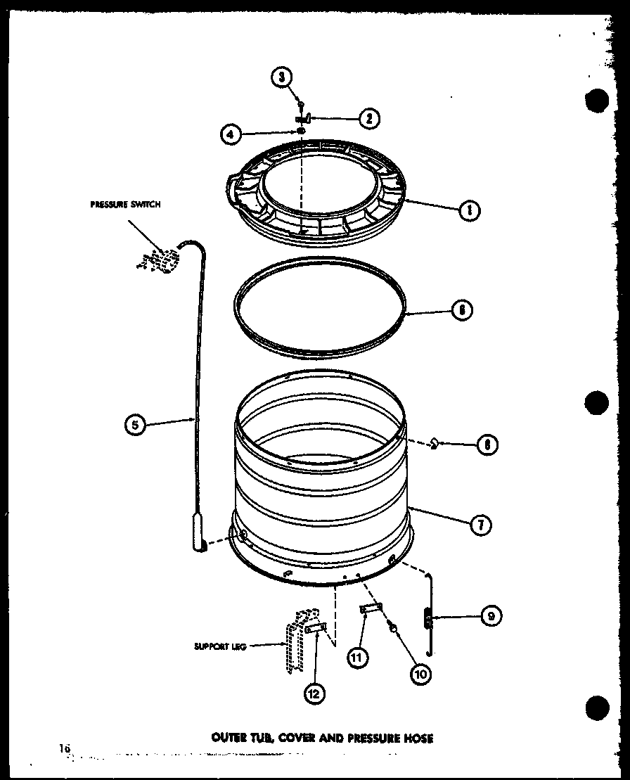 Amana TAA800/P77040-5W outer tub (taa300/p77040-1w) diagram