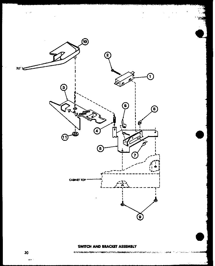 Amana TAA800/P77040-5W switch and bracket assembly (taa300/p77040-1w) diagram