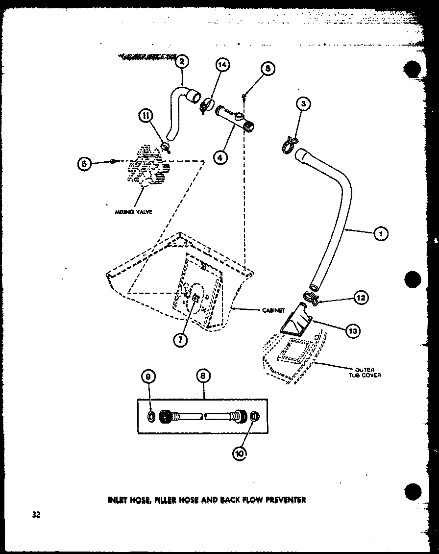 Amana TAA800/P77040-5W inlet hose (taa300/p77040-1w) diagram