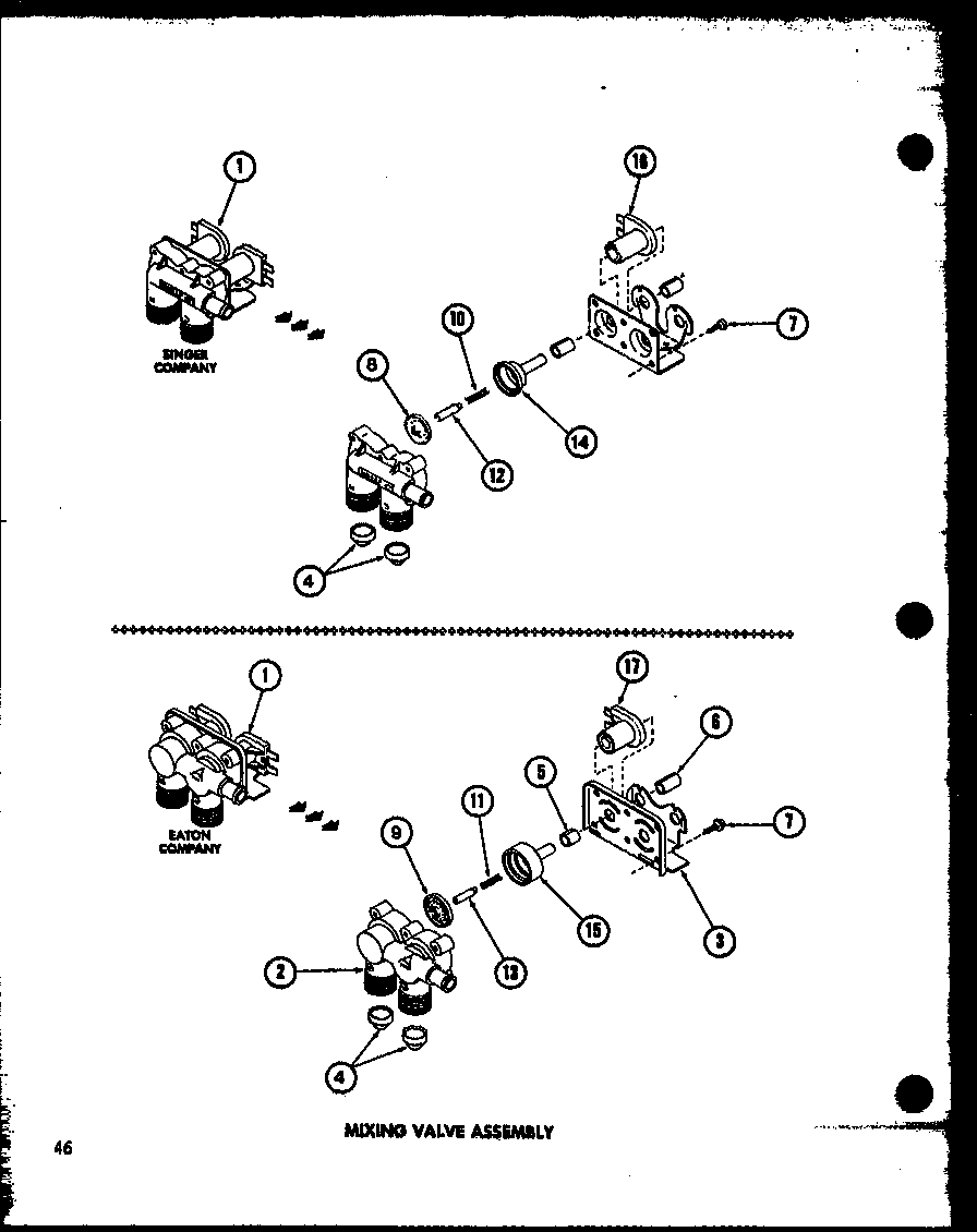 Amana TAA800/P77040-5W mixing valve assembly (taa400/p77040-2w) (taa600/p77040-4w) (taa800/p77040-5w) (taa500/p77040-3w) diagram