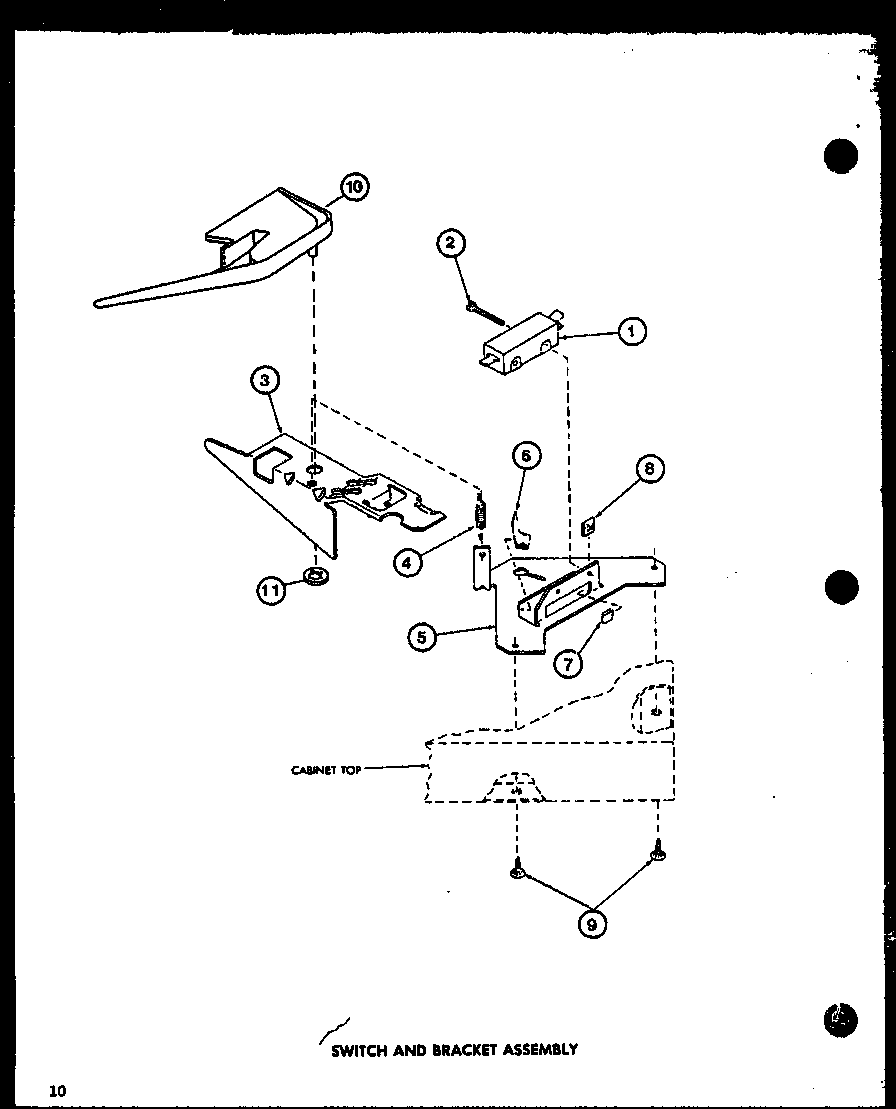 Amana LW2500/P7762104W switch and bracket assembly diagram