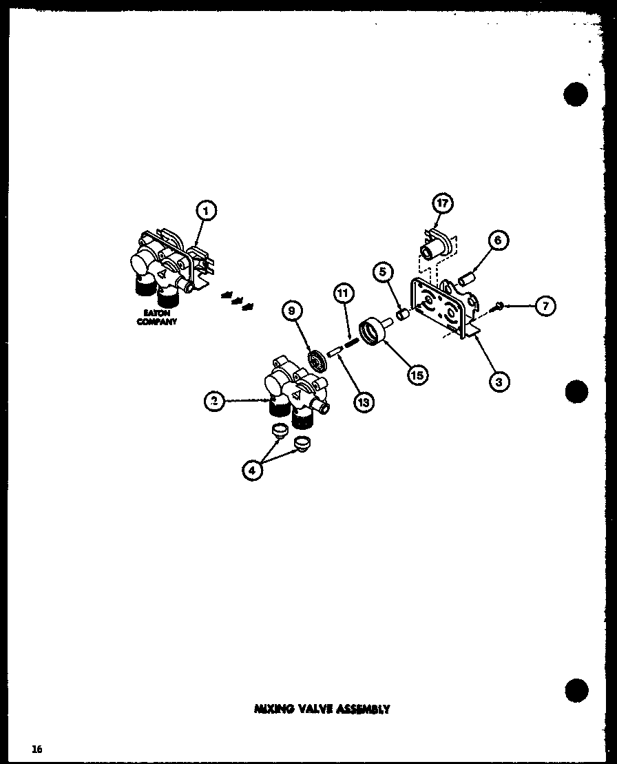 Amana LW2500/P7762104W mixing valve assembly diagram
