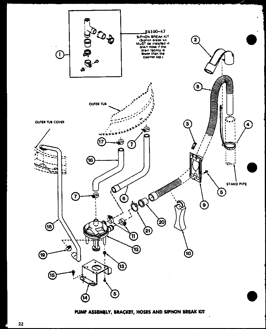 Amana LW2500/P7762104W pump assembly diagram