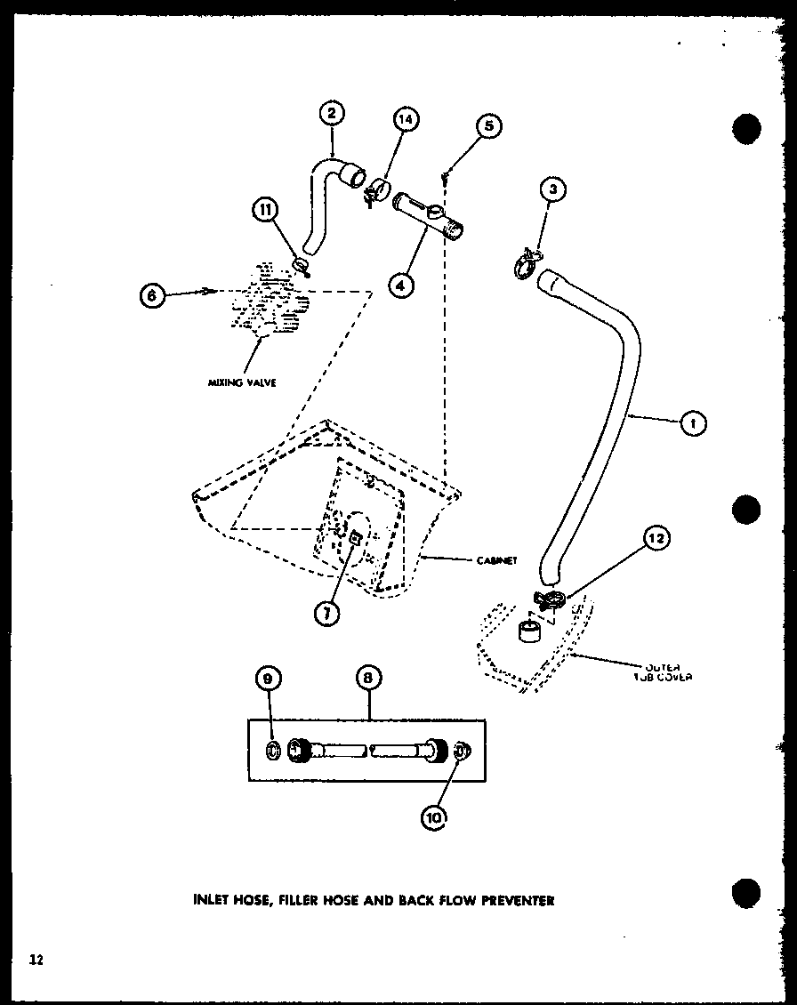 Amana LW2600/P7804701W inlet hose diagram