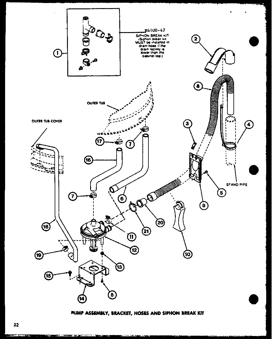 Amana LW2600/P7804701W pump assembly diagram
