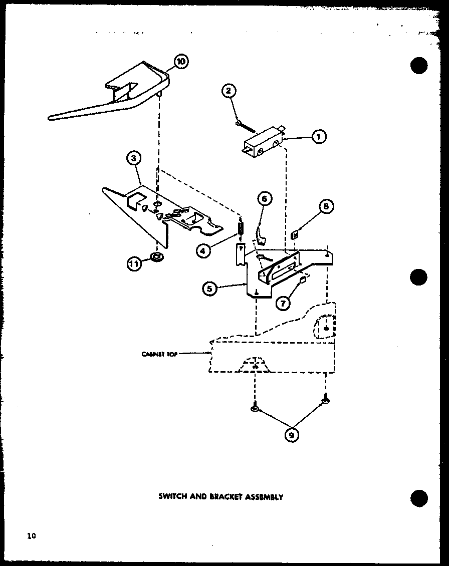 Amana LWD862/P7804708W switch and bracket assembly diagram