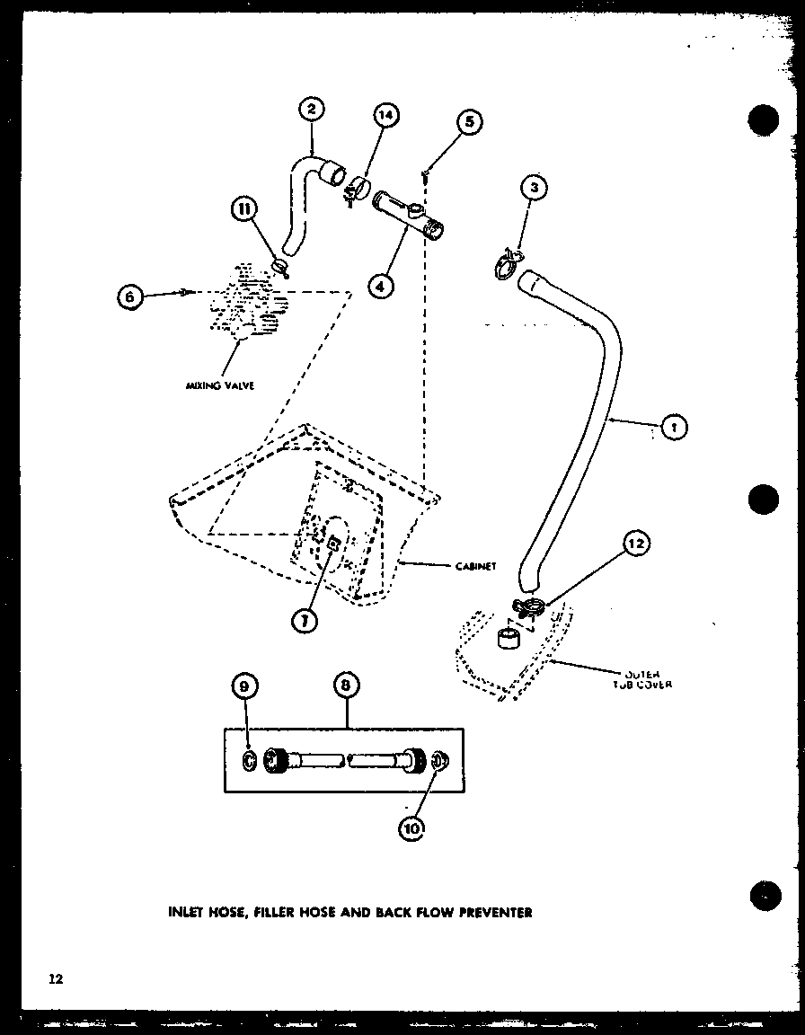 Amana LWD862/P7804708W inlet hose diagram