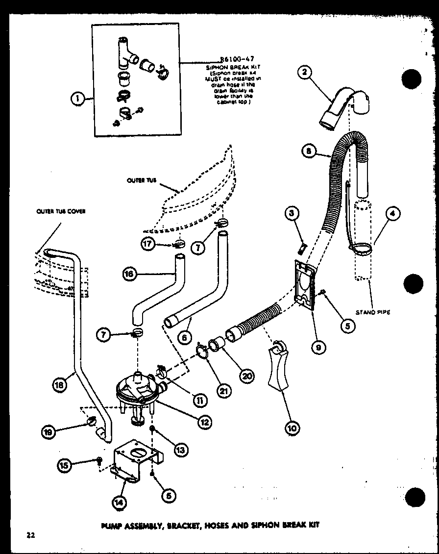 Amana LWD662/P7804723W pump assembly diagram