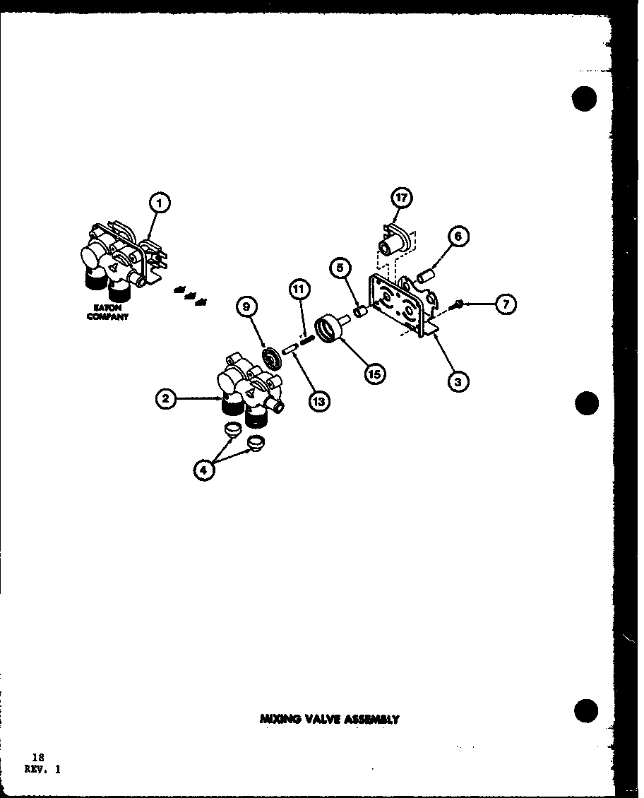 Amana LWD450/P7762106W mixing valve assembly diagram