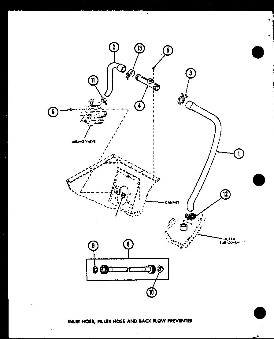 Amana CW9003/P7804725W inlet hose filler hose and back flow preventer diagram