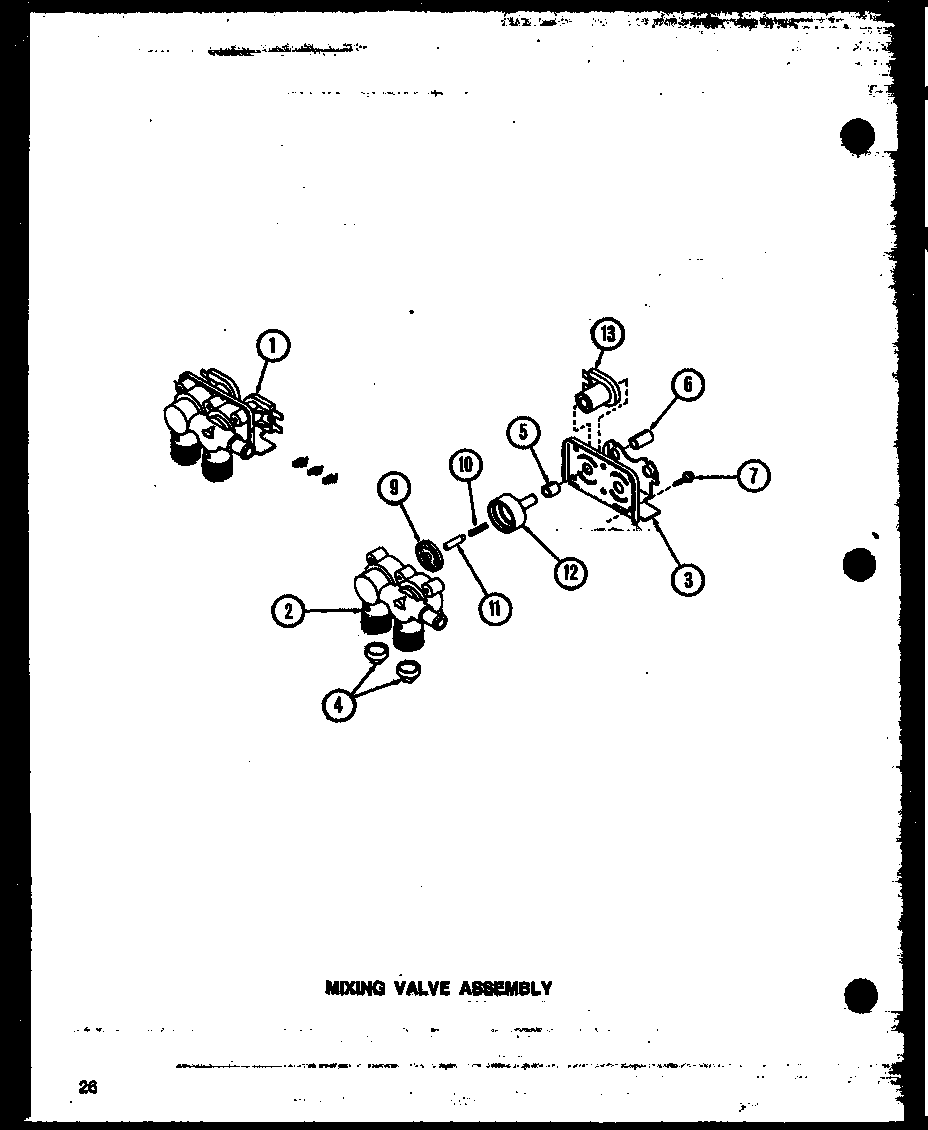 Amana LW3403W/P1164319WW mixing valve assembly (lw2201w/p1164301ww) (lw2201g/p1164302wg) (lw2201l/p1164303wl) (lw2501w/p1164304ww) (lw2501g/p1164305wg) (lw2501l/p1164306wl) (lw2502w/p1164307ww) (lw2502g/p1164308wg) (lw2502l/p1164309wl) (lw2503l/p1164312wl) (lw2503g/p1164311wg) (l diagram