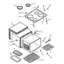 Amana CARR632NWW/P1142624NWW main top and oven assembly diagram