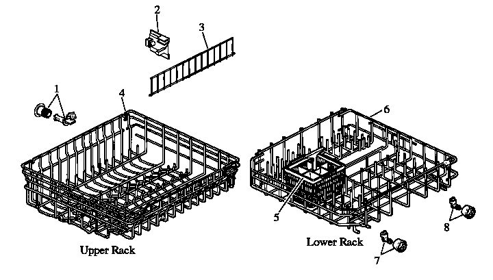 Magic Chef DU4000B/P1109501W upper/lower rack diagram