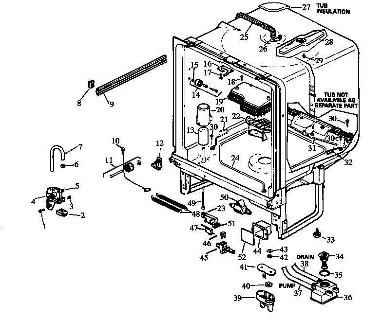 Magic Chef DU4000B/P1109501W tub diagram