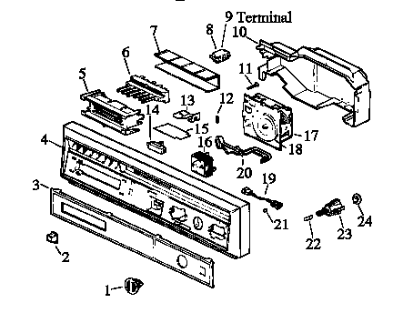 Magic Chef DU4000B/P1109501W escutcheon/timer diagram