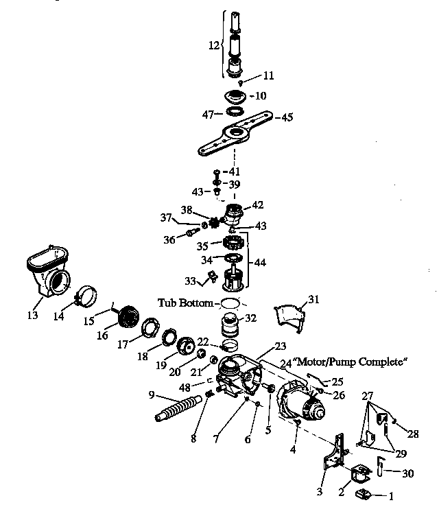 Magic Chef DU4000B/P1109501W motor/pump diagram
