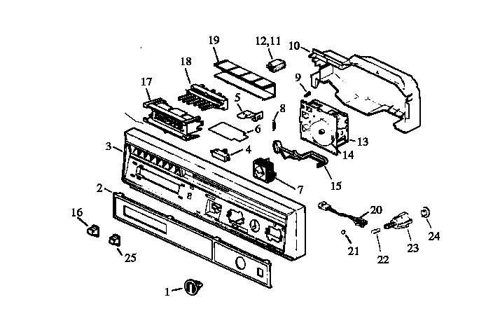 Caloric DUS600B,WW/P1109515W escutcheon/timer diagram