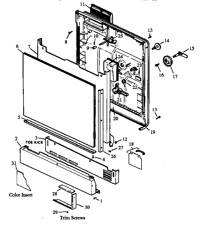 Caloric DUS600B,WW/P1109515W door/panel diagram