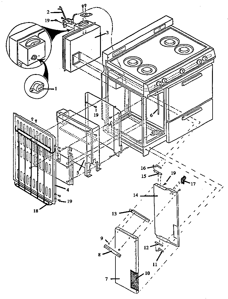 Amana SBK39AA/ALL cabinet assembly - heater section diagram