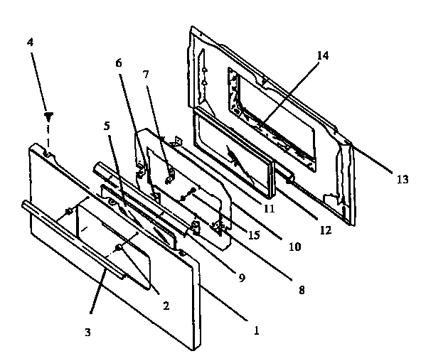 Caloric RBP39AA0,5/ALL oven door assembly diagram
