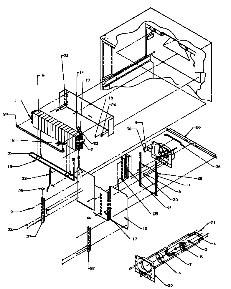 Amana TXI22R3W-P1182004WW evaporator area (ts18r2g/p1181803wg) (ts18r2l/p1181803wl) (ts18r2w/p1181803ww) (tsi18r2l/p1182103wl) (tsi18r2w/p1182103ww) (tx18r2l/p1181804wl) (tx18r2w/p1181804ww) (tx19r2e/p1181902we) (tx19r2l/p1181902wl) (tx19r2w/p1181902ww) (tx19r3e/p1181907we) (tx19r diagram