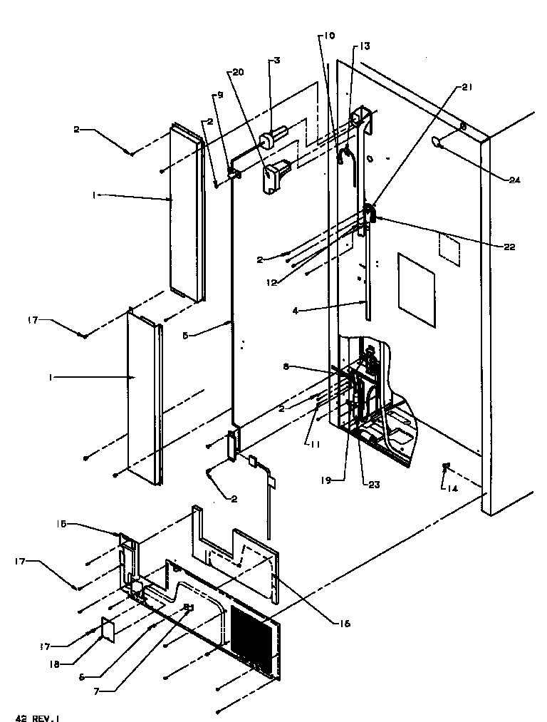 Amana TXI22R3W-P1182004WW cabinet back (ts18r2g/p1181803wg) (ts18r2l/p1181803wl) (ts18r2w/p1181803ww) (tsi18r2l/p1182103wl) (tsi18r2w/p1182103ww) (tx18r2l/p1181804wl) (tx18r2w/p1181804ww) (tx19r2e/p1181902we) (tx19r2l/p1181902wl) (tx19r2w/p1181902ww) (tx19r3e/p1181907we) (tx19r3l diagram