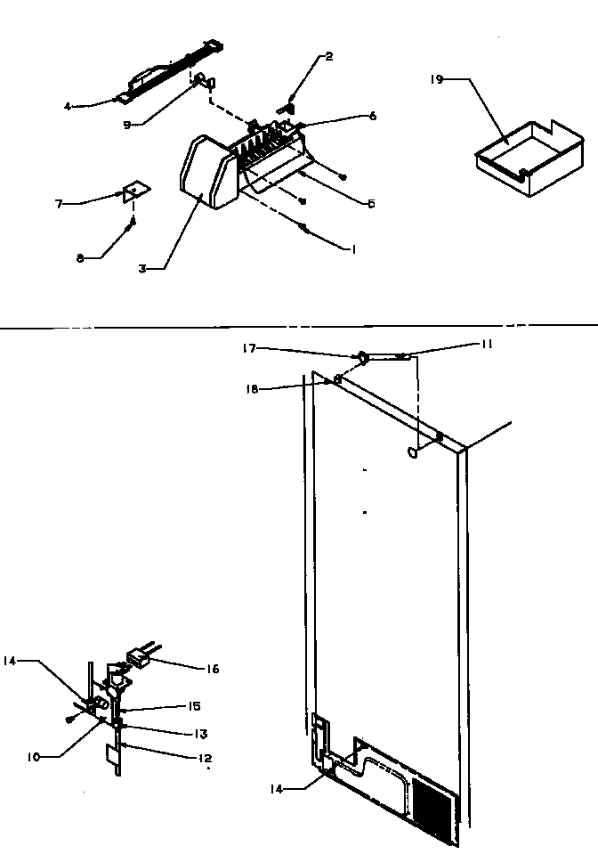 Amana TXI22R3W-P1182004WW factory installed ice maker (tsi18r2l/p1182103wl) (tsi18r2w/p1182103ww) (txi21r3e/p1182002we) (txi21r3l/p1182002wl) (txi21r3w/p1182002ww) (txi22r3e/p1182004we) (txi22r3l/p1182004wl) diagram