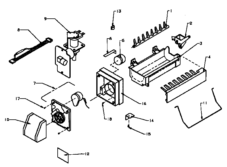 Amana TXI22R3W-P1182004WW 8-cube compact ice maker diagram