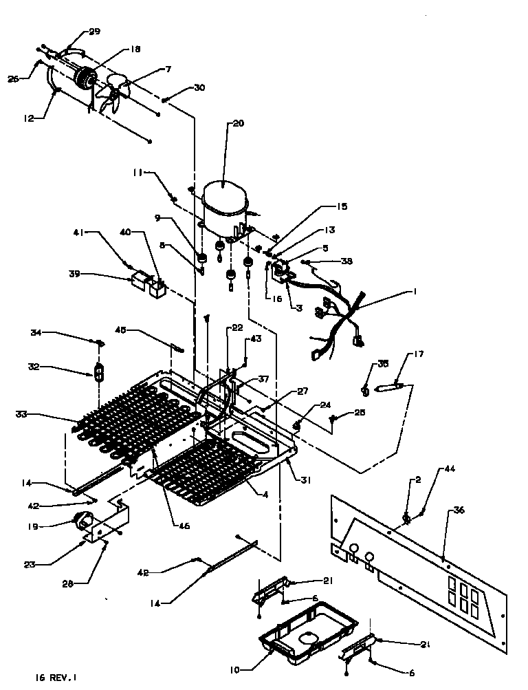 Amana 85165-P1117113WE machine compartment diagram