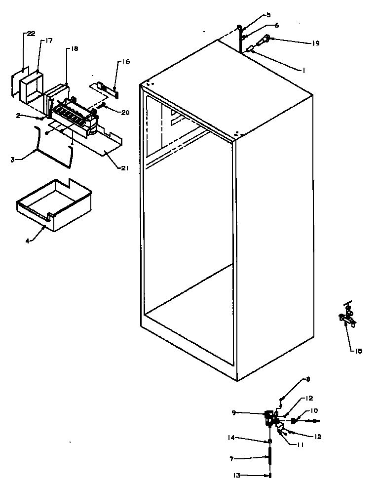 Amana 85165-P1117113WE ice maker and related parts diagram