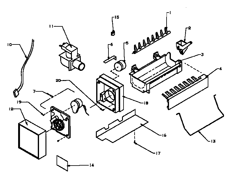 Amana 85165-P1117113WE 8-cube compact ice maker diagram