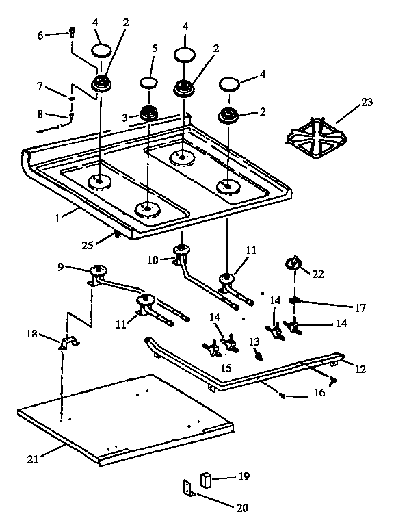 Caloric RSK3700UW-P1141253NW sealed burner parts diagram
