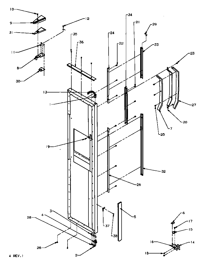 Amana SXD25NPW-P1162420WW freezer door hinge and trim parts diagram