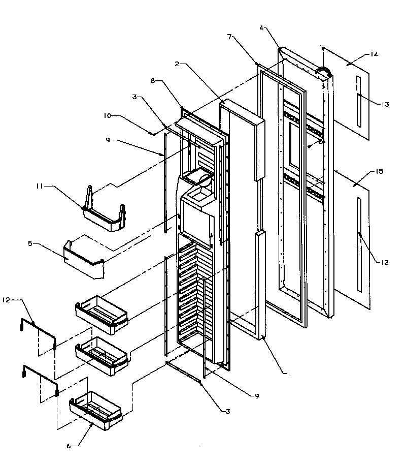 Amana SXD25NPW-P1162420WW freezer door diagram