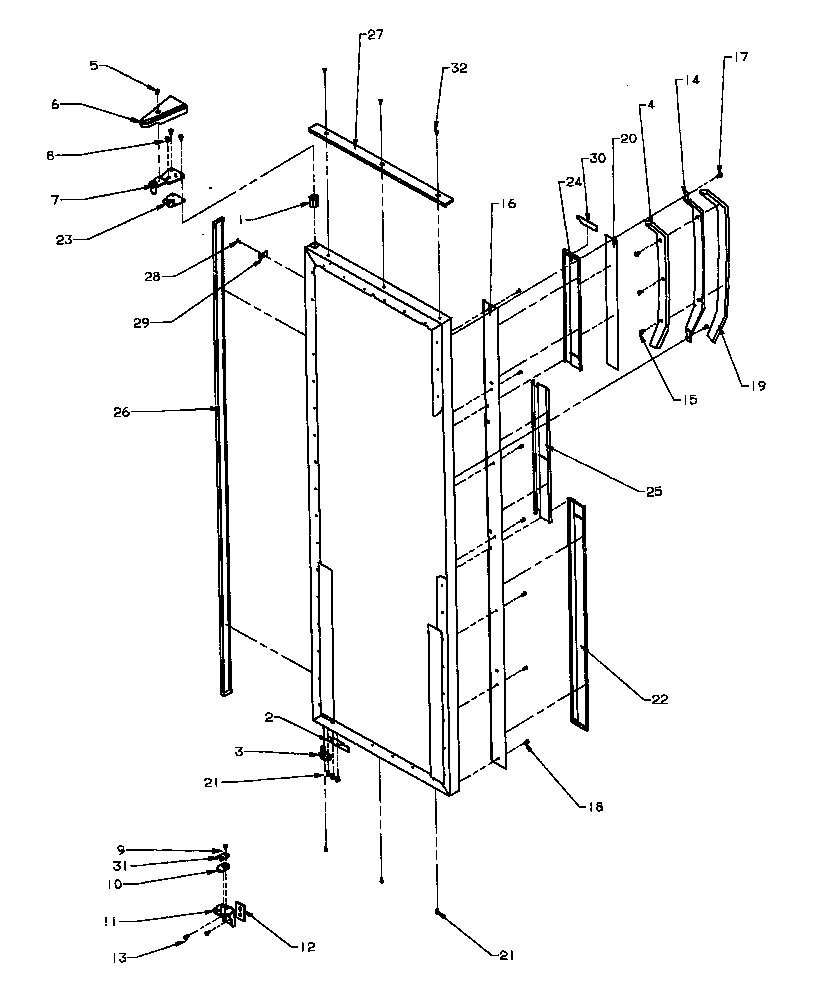 Amana SXD25NPW-P1162420WW refrigerator door hinge and trim parts diagram