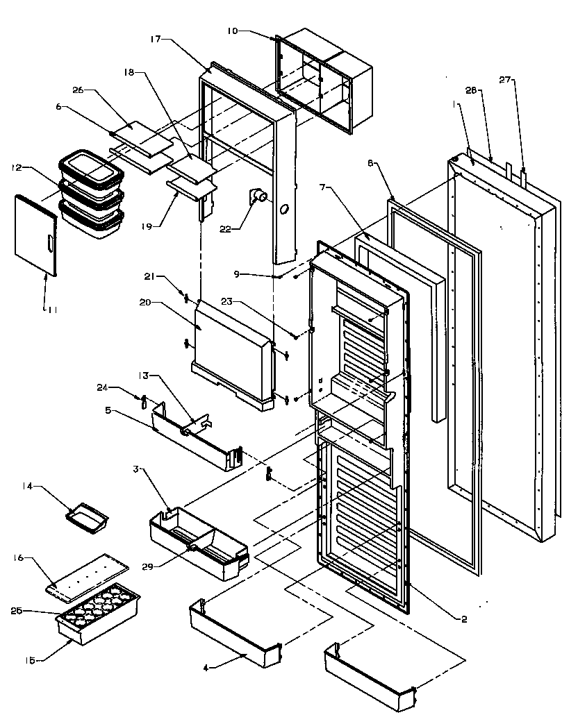 Amana SXD25NPW-P1162420WW refrigerator door diagram