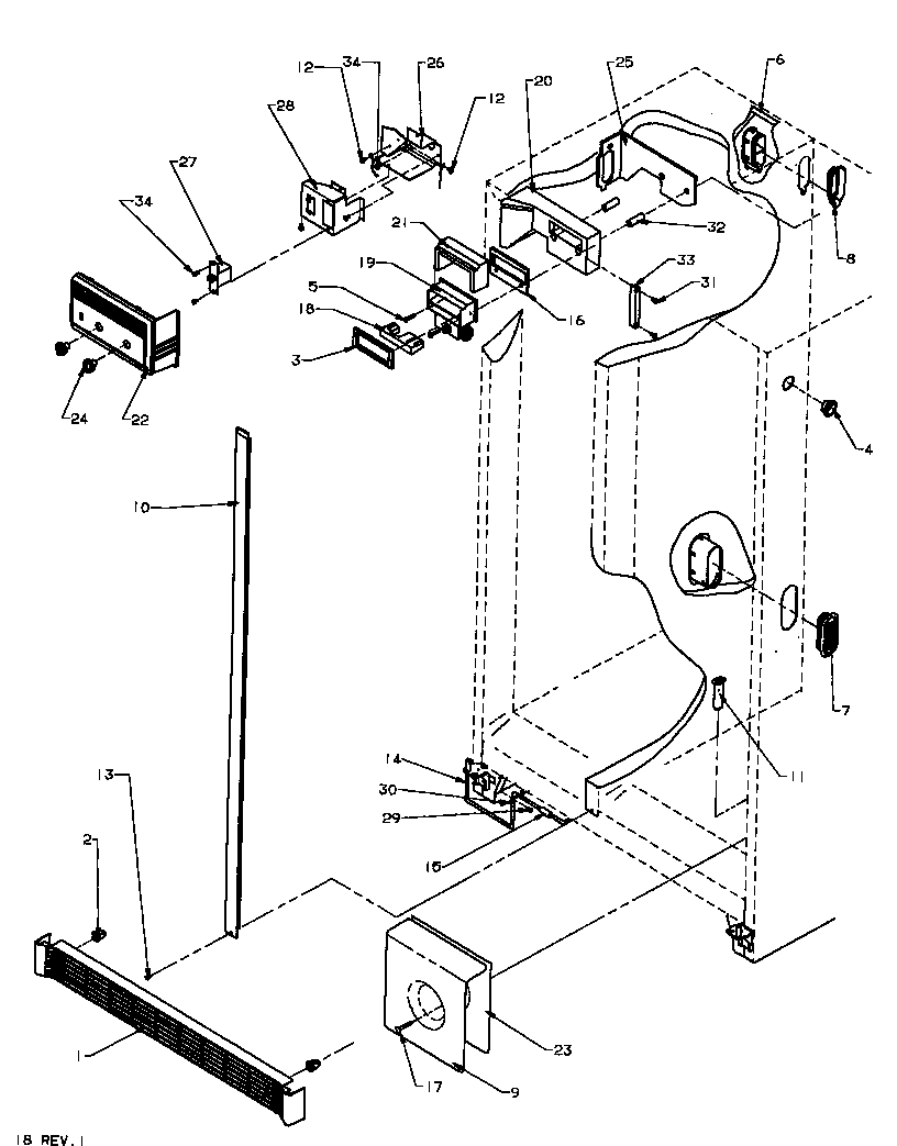 Amana SXD25NPW-P1162420WW refrigerator/freezer controls and cabinet parts diagram