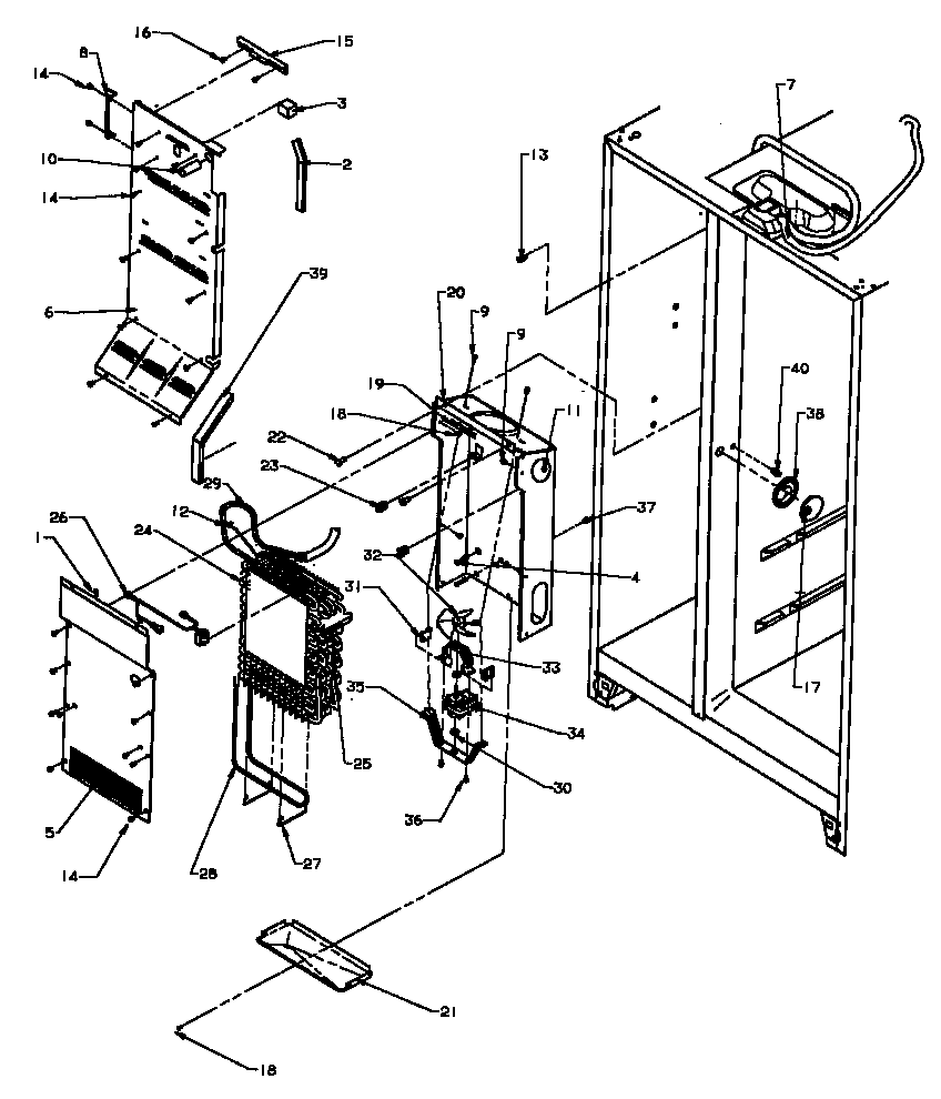 Amana SXD25NPW-P1162420WW evaporator and air handling diagram