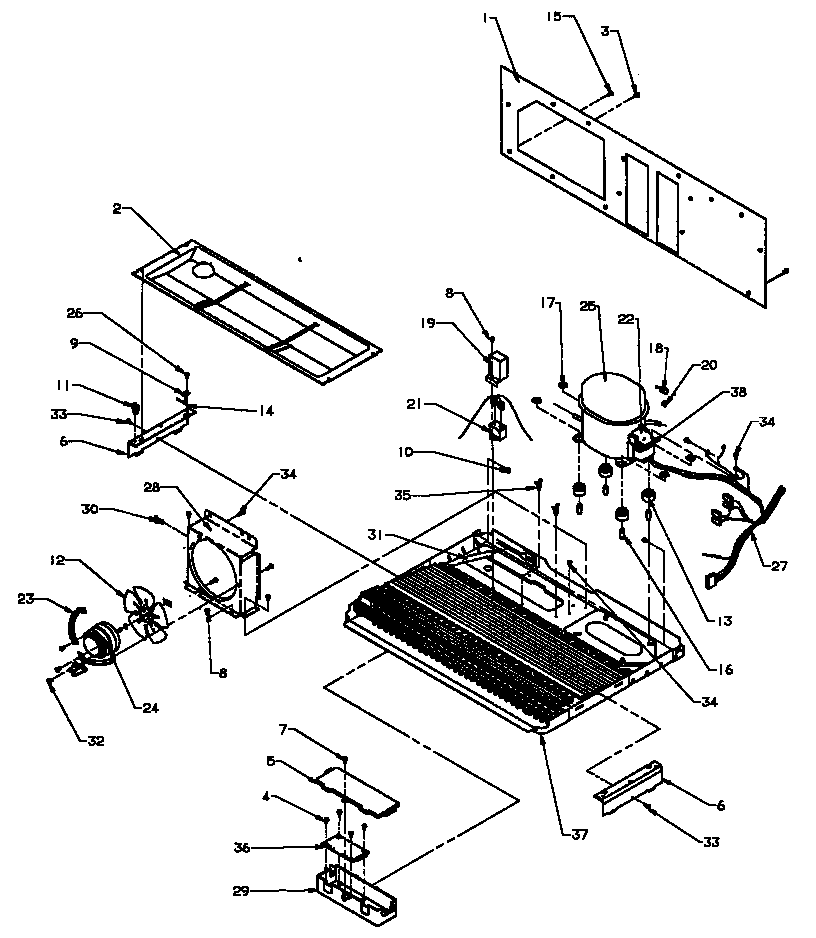 Amana SXD25NPW-P1162420WW machine compartment diagram