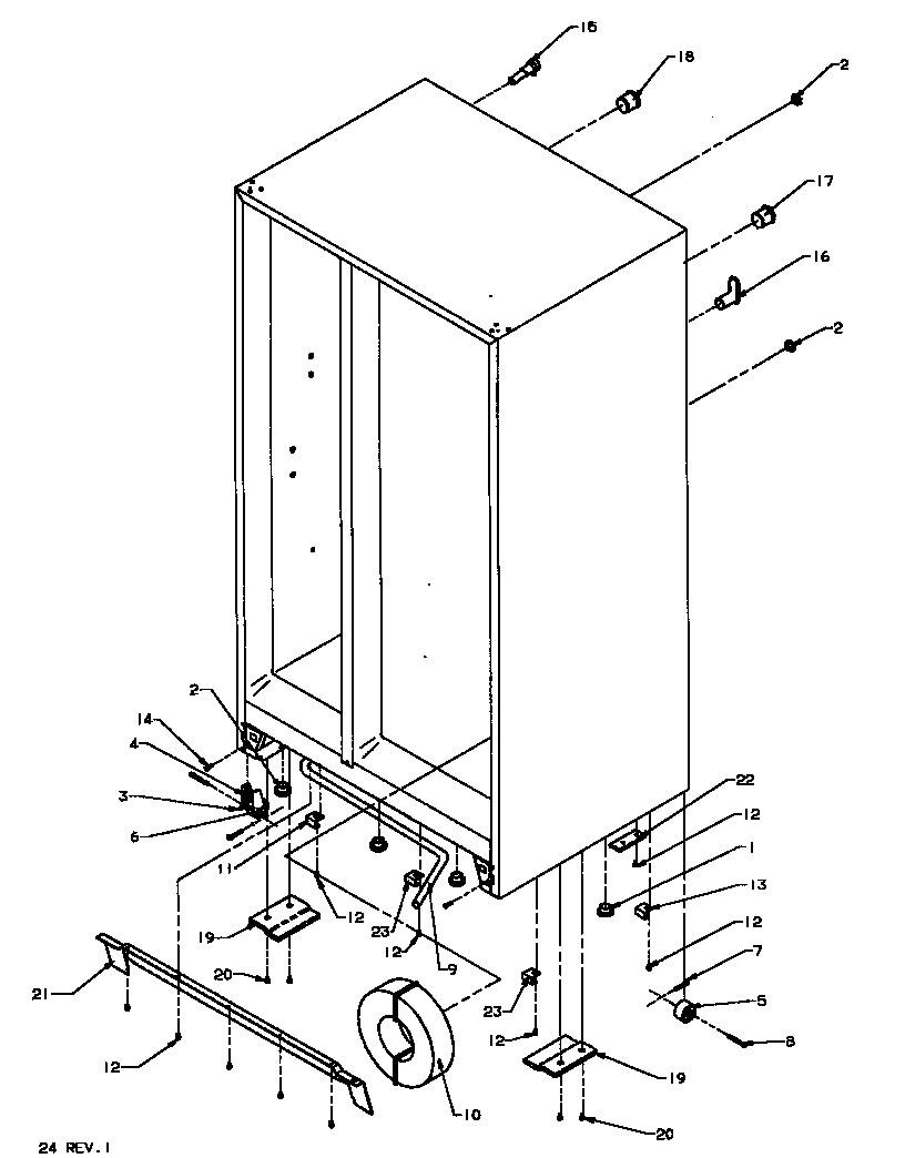 Amana SXD25NPW-P1162420WW drain and rollers diagram