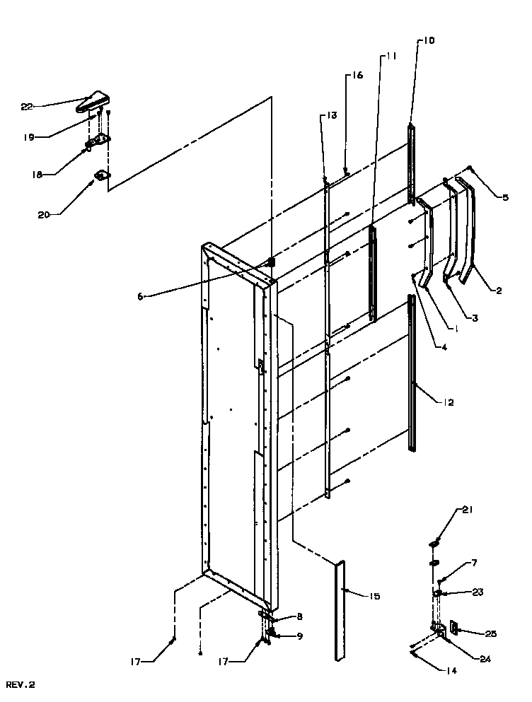 Amana SX19NL-P1168702WL freezer door hinge and trim parts diagram