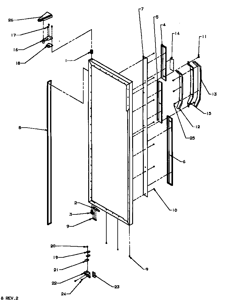 Amana SX19NL-P1168702WL refrigerator door hinge and trim parts diagram
