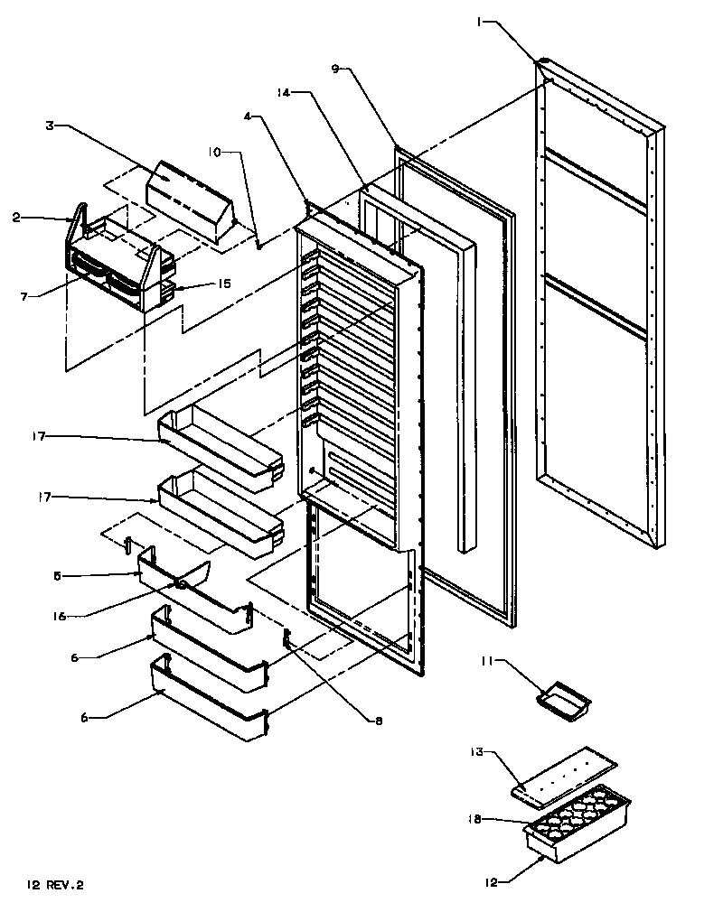 Amana SX19NL-P1168702WL refrigerator door (ss22nbl/p1162706wl) (ss22nbw/p1162706ww) (sx22ne/p1162703we) (sx22nl/p1162703wl) (sx22nw/p1162703ww) diagram