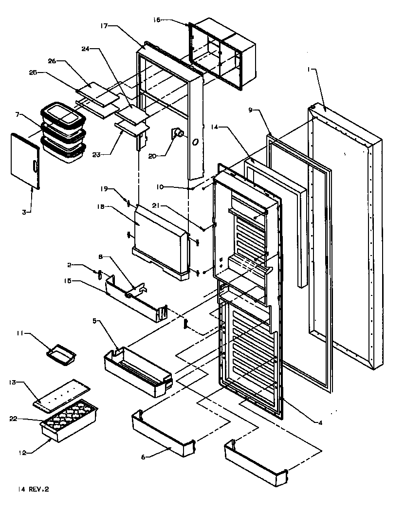Amana SX19NL-P1168702WL refrigerator door (sx25ne/p1162704we) (sx25ne/p1162708we) (sx25nl/p1162704wl) (sx25nl/p1162708wl) (sx25nw/p1162704ww) (sx25nw/p1162708ww) diagram